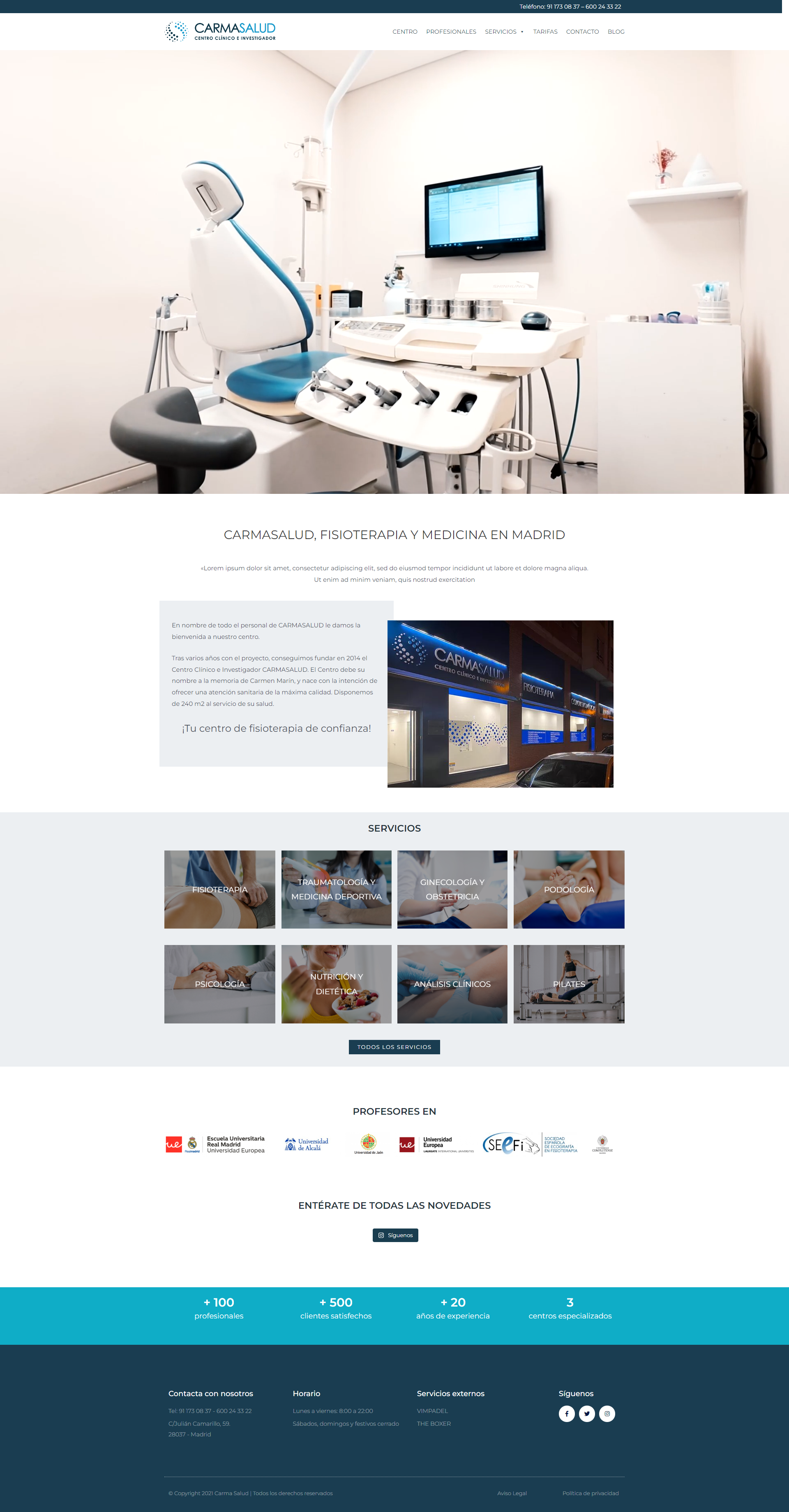 Diseño web página de fisioterapia
